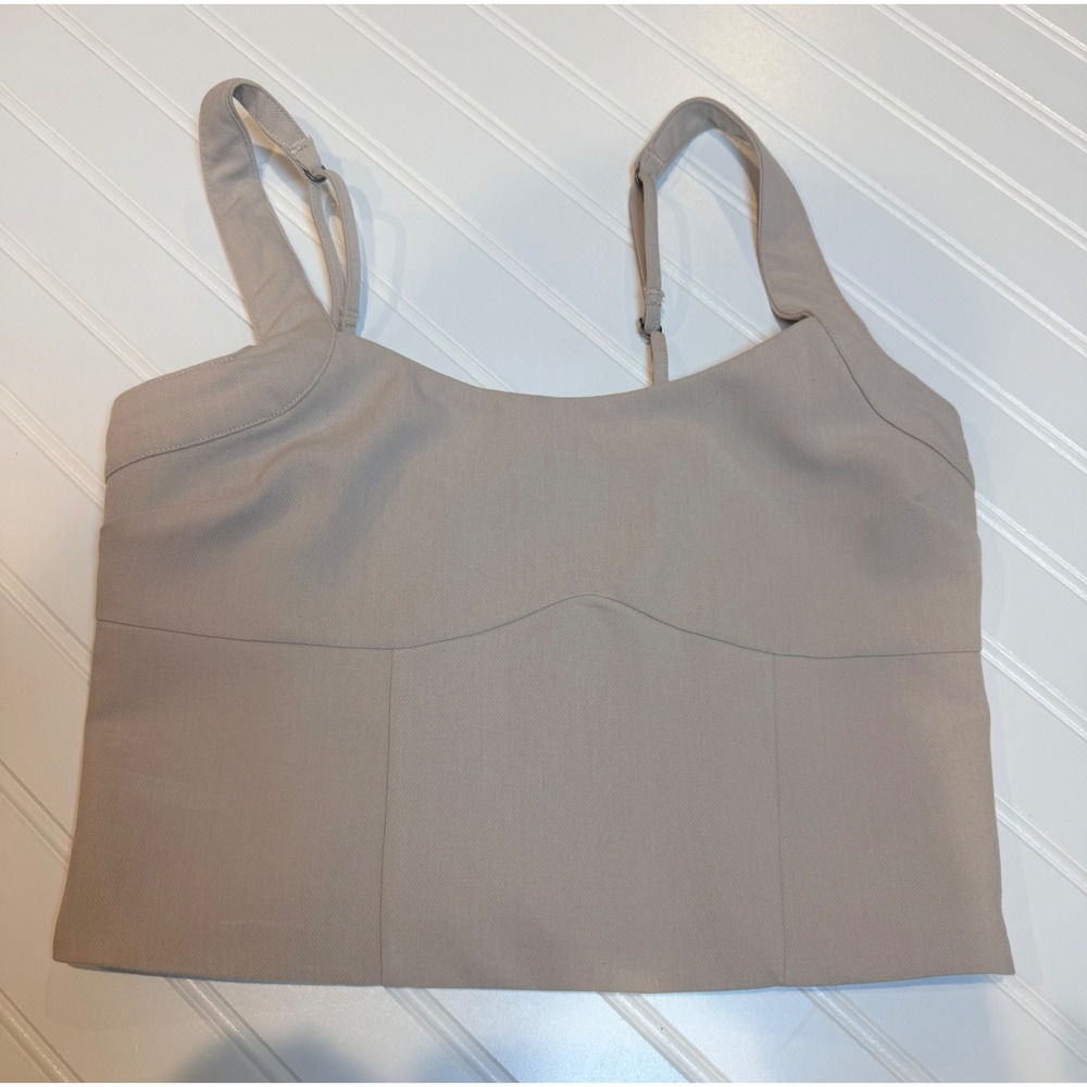 Abercrombie & Fitch Tan Smocked Back Corset Style Crop Top Small